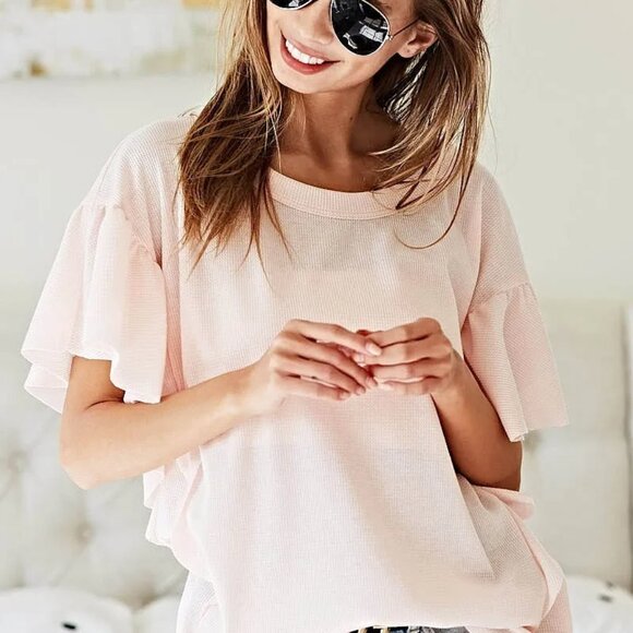 NWT BiBi Thermal Knit with Ruffled Sleeve Top - Picture 7 of 16